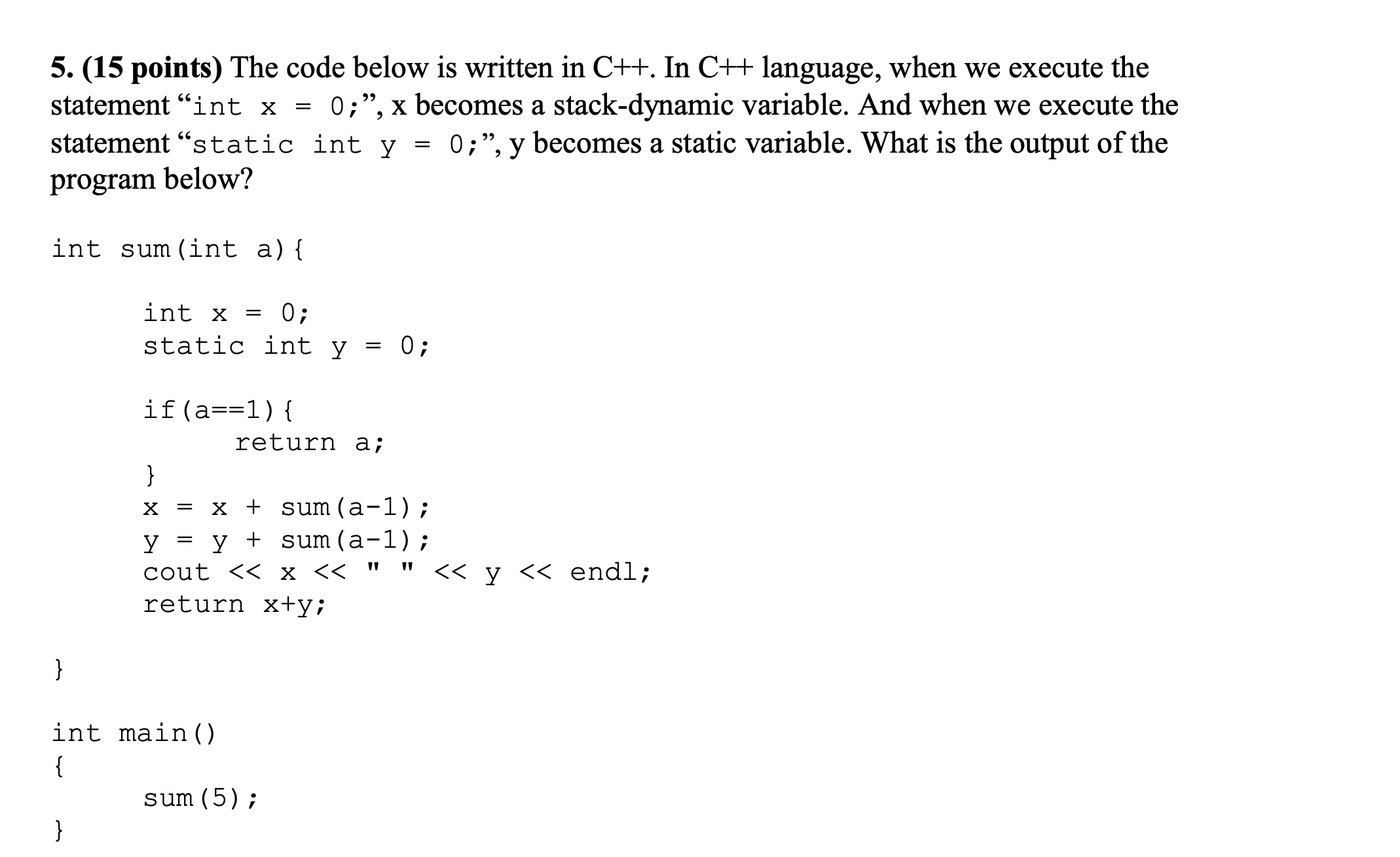 ( 1 0 points ) Consider the grammar that follows: