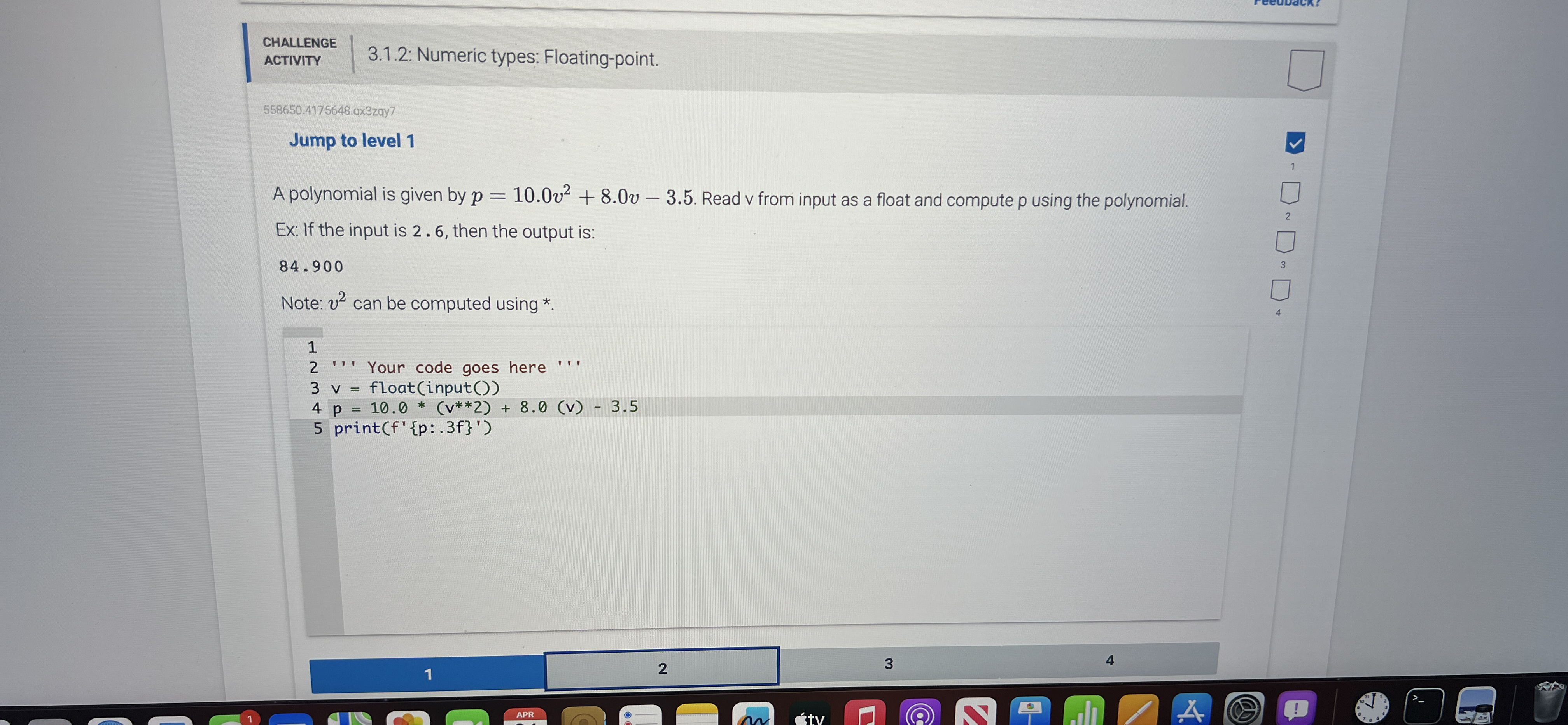 CHALLENGE ACTIVITY 3 . 1 . 2 : Numeric types: