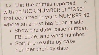 1 . 5 List the crimes reported with an IUCR