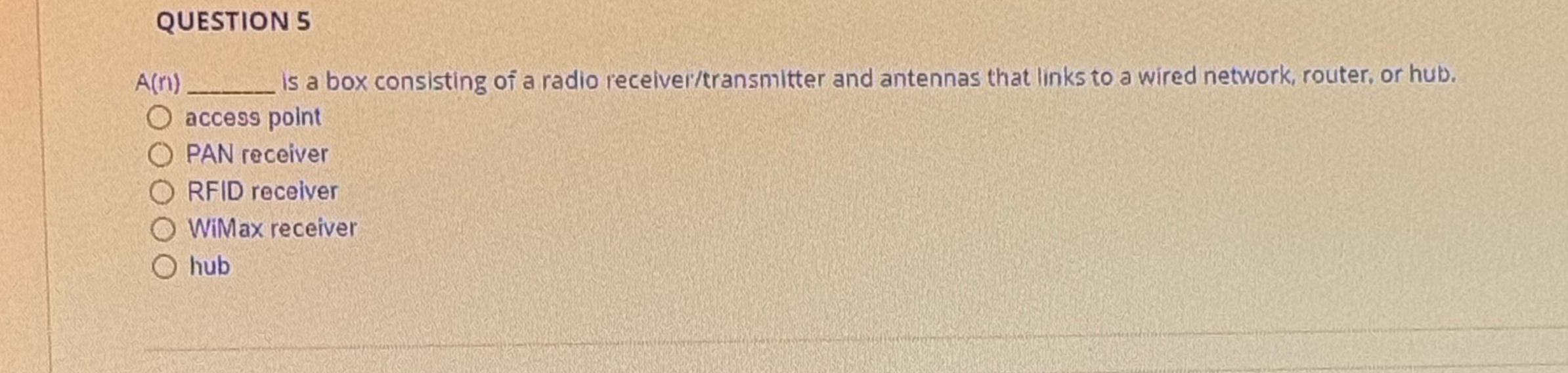 QUESTION 5 A ( n ) Is a box consisting of a radio