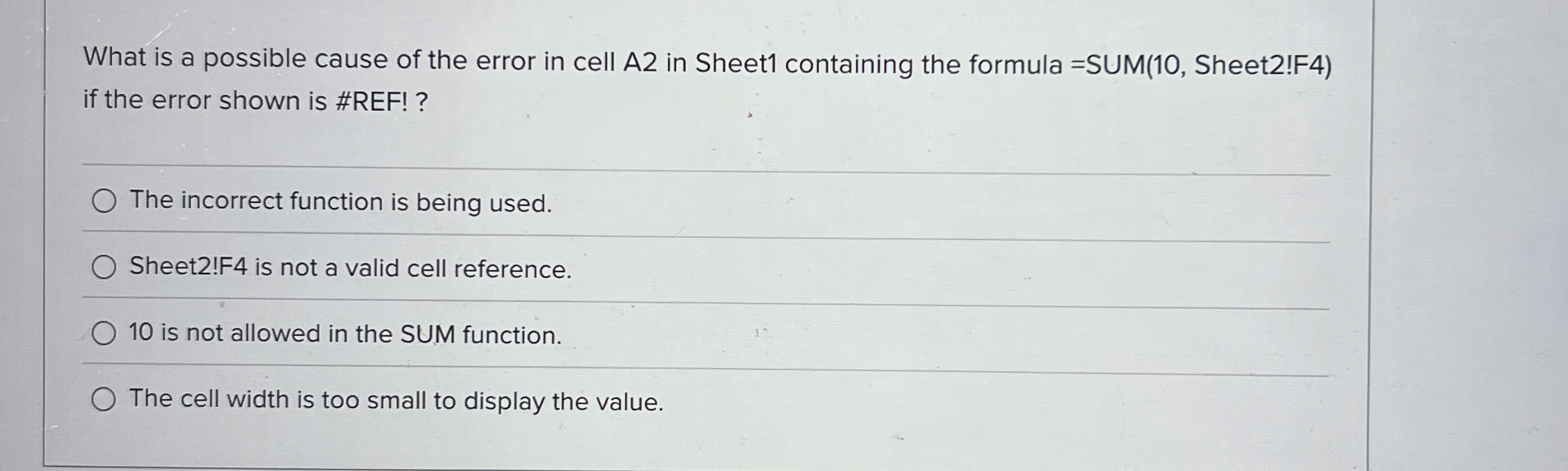 What is a possible cause of the error in cell A 2
