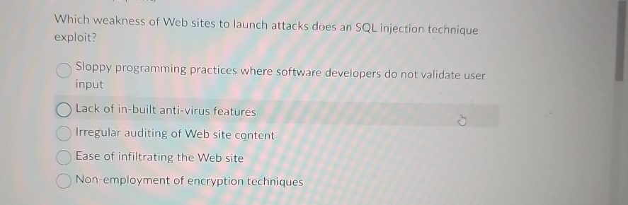 Which weakness of Web sites to launch attacks