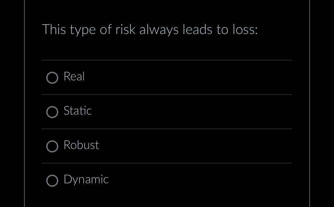 This type of risk always leads to loss: Real