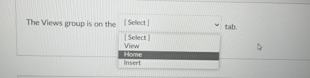 The Views group is on the tab. \ table [ [ ] , [
