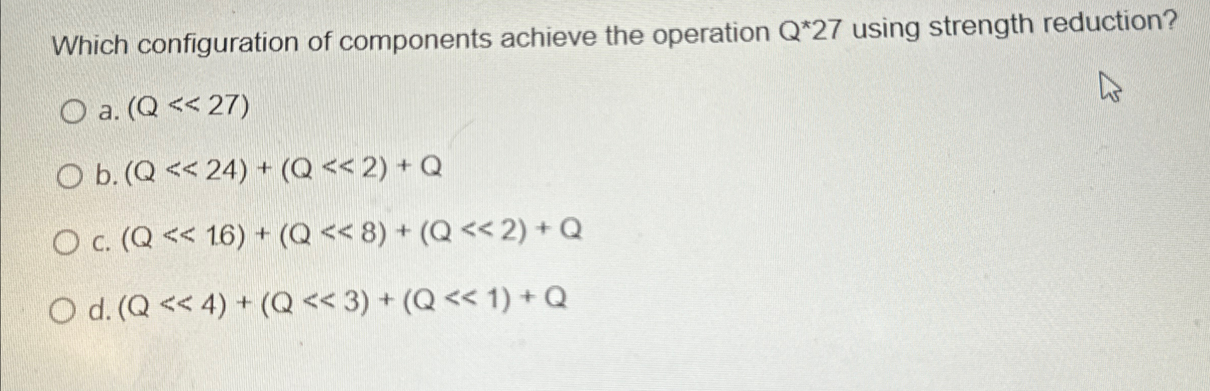 Which configuration of components achieve the