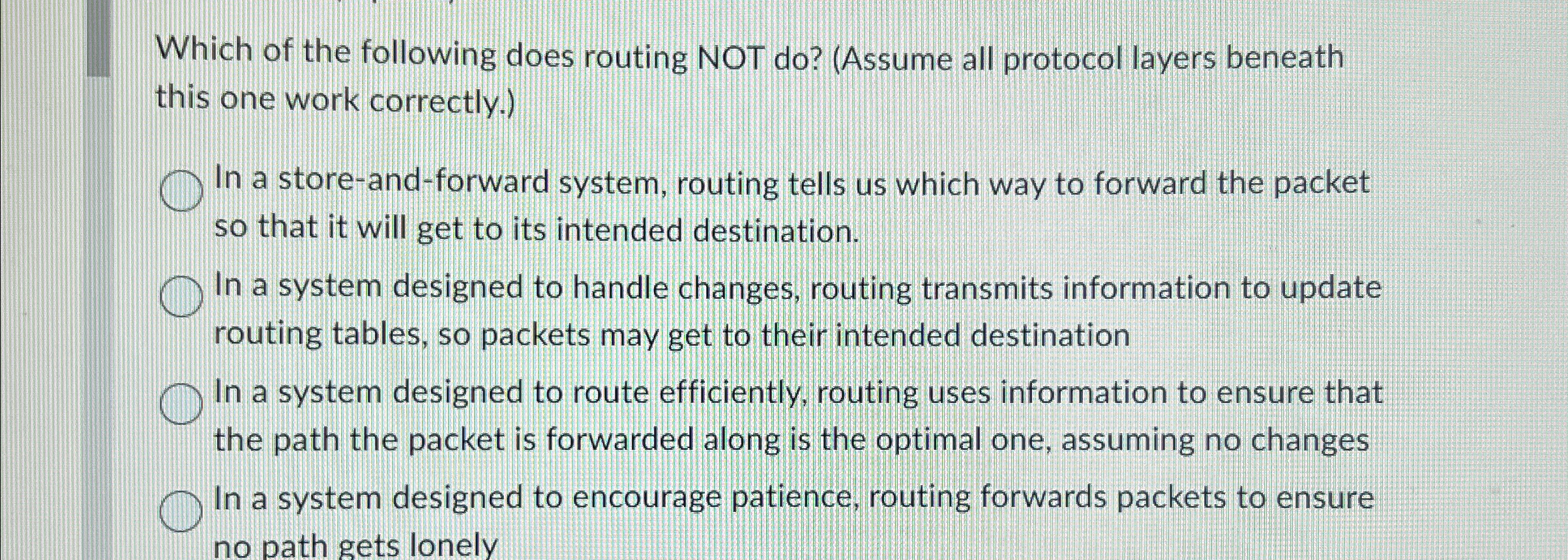 Which of the following does routing NOT do ? (