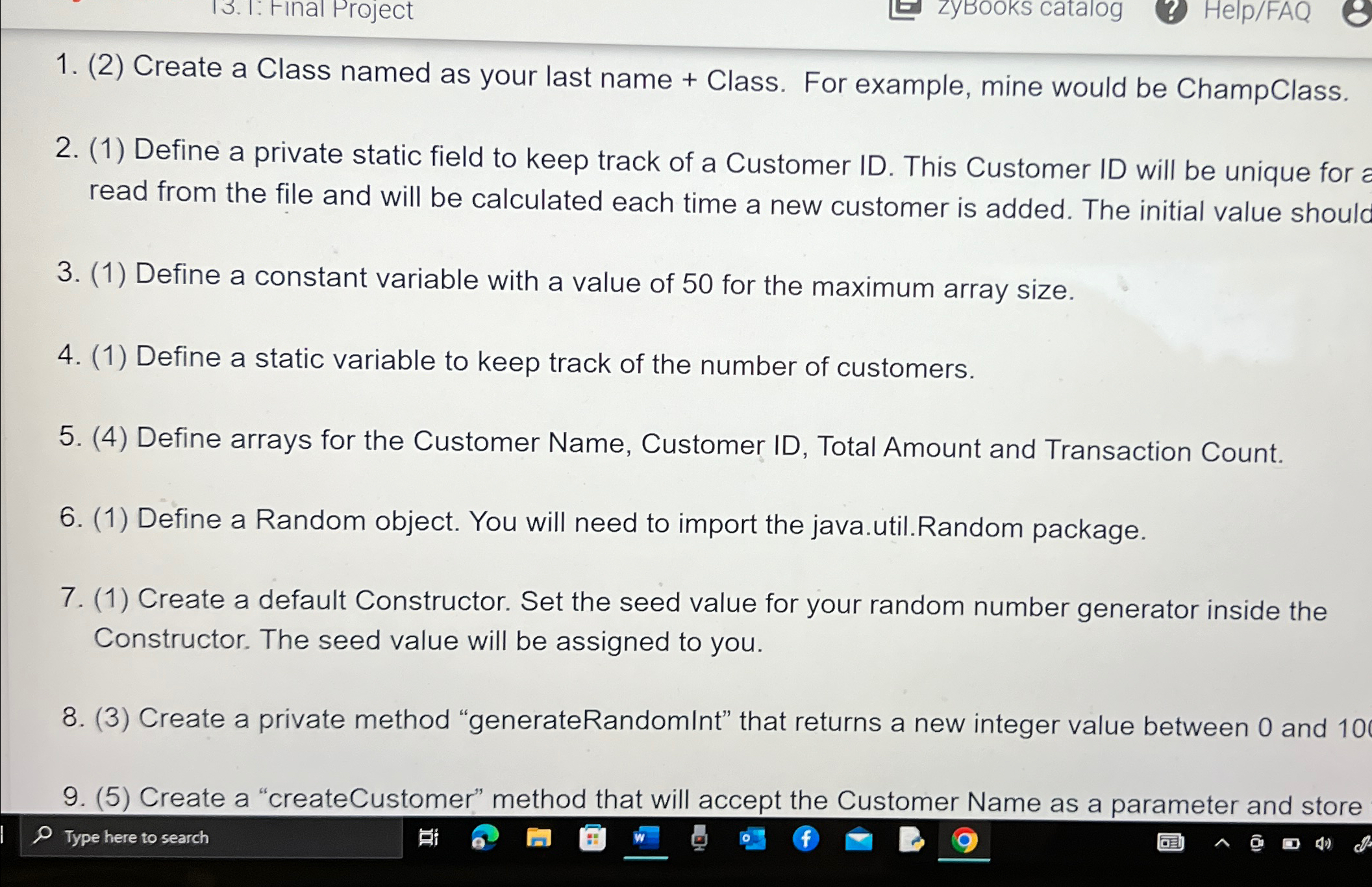 ( 2 ) Create a Class named as your last name +