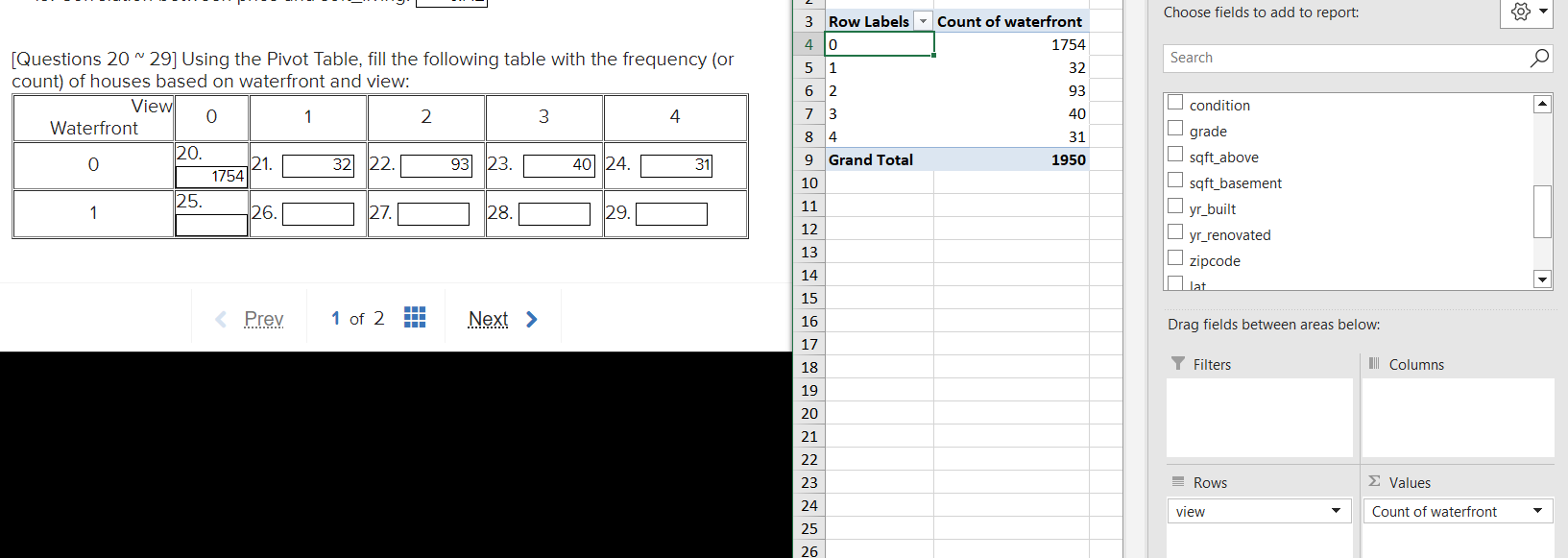 [ Questions 2 0 2 9 ] Using the Pivot Table, fill