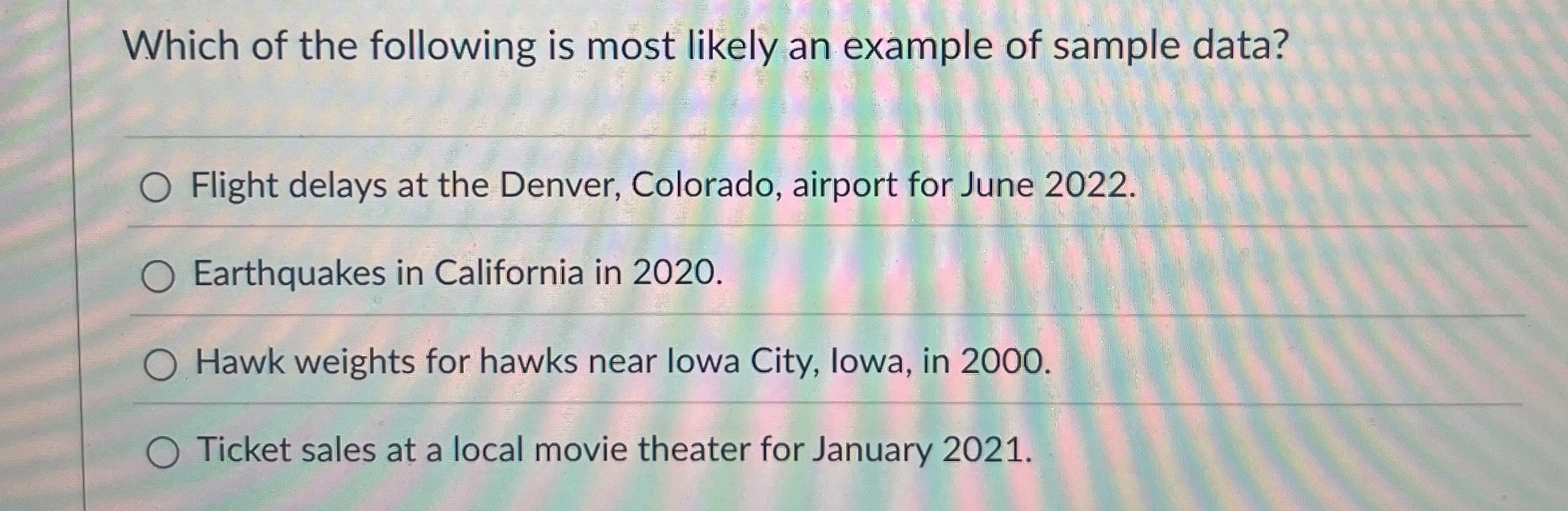 Which of the following is most likely an example