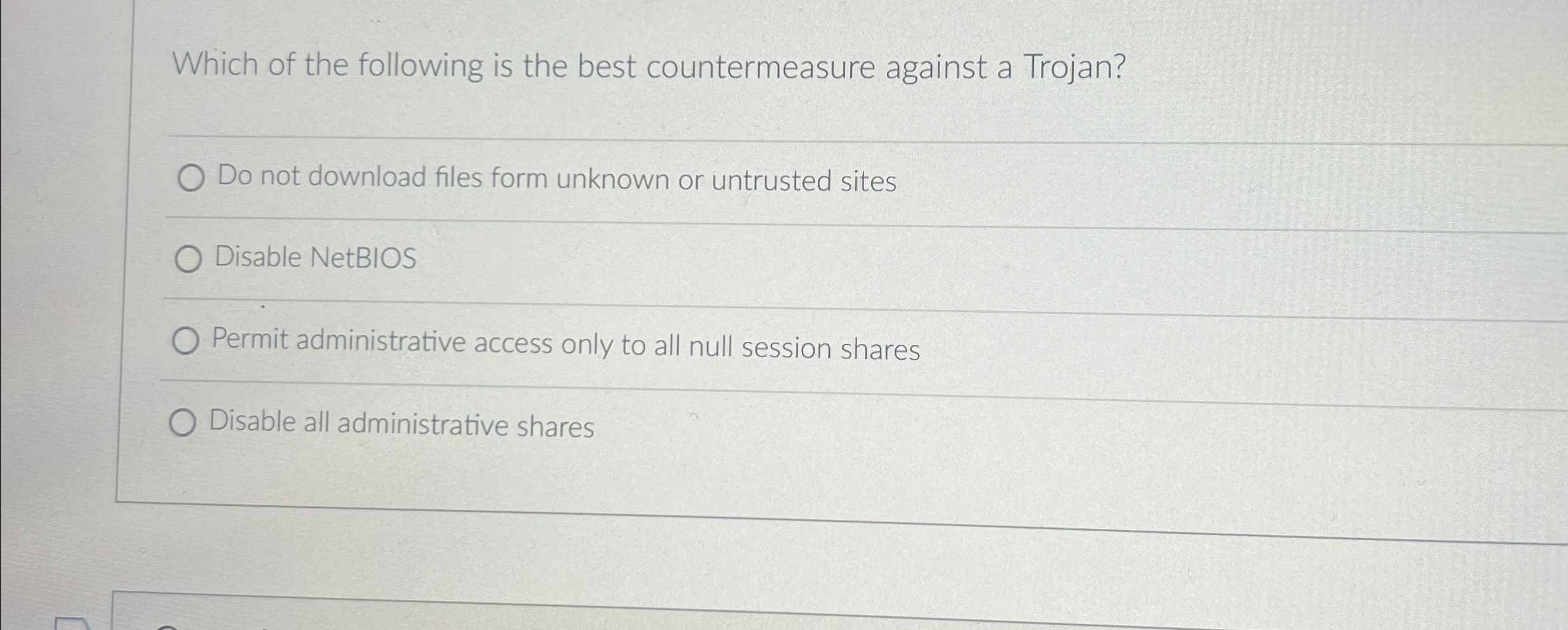 Which of the following is the best countermeasure