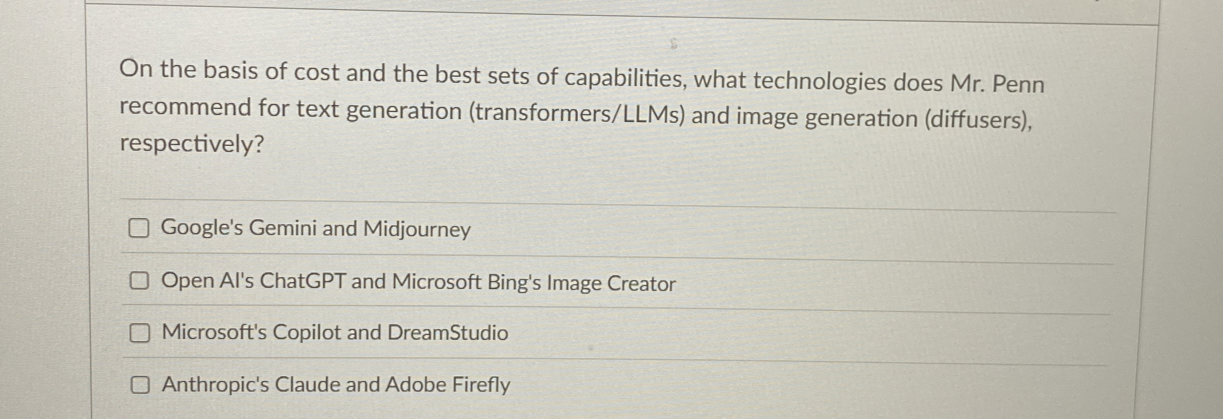 On the basis of cost and the best sets of