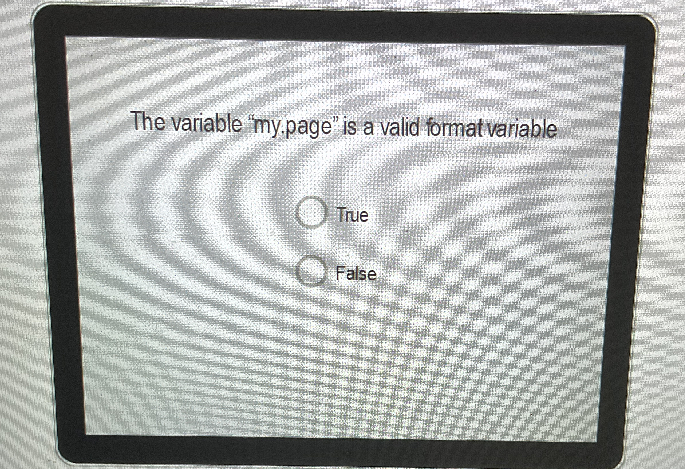 The variable " my . page" is a valid format