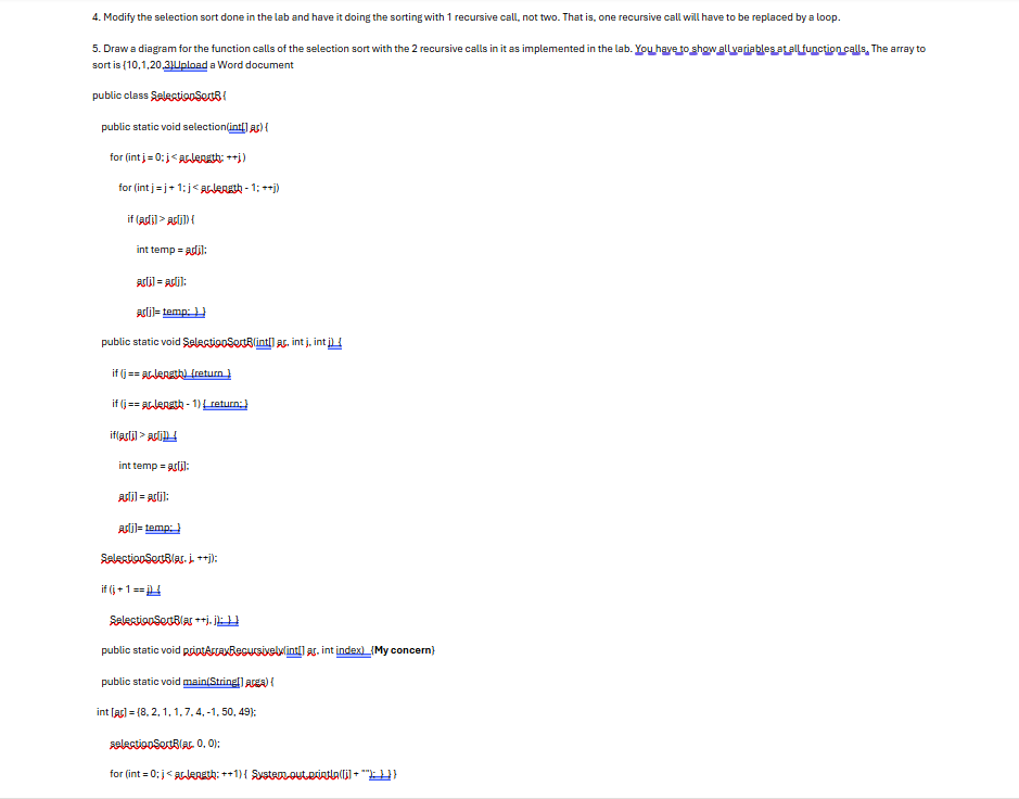 Modify the selection sort done in the lab and