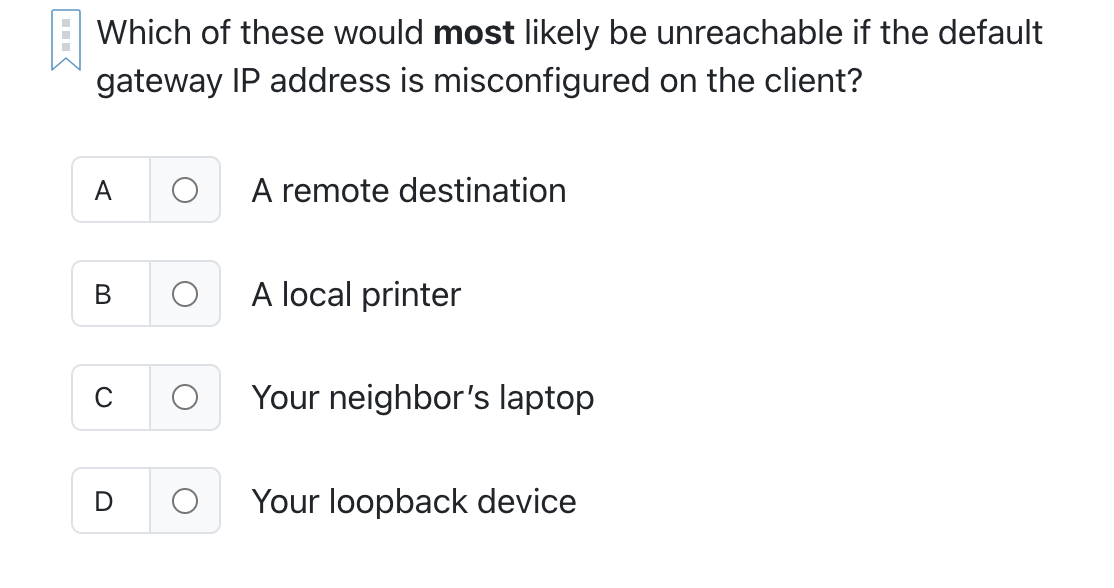 Which of these would most likely be unreachable