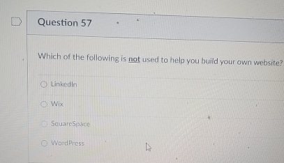 Question 5 7 Which of the following is not used