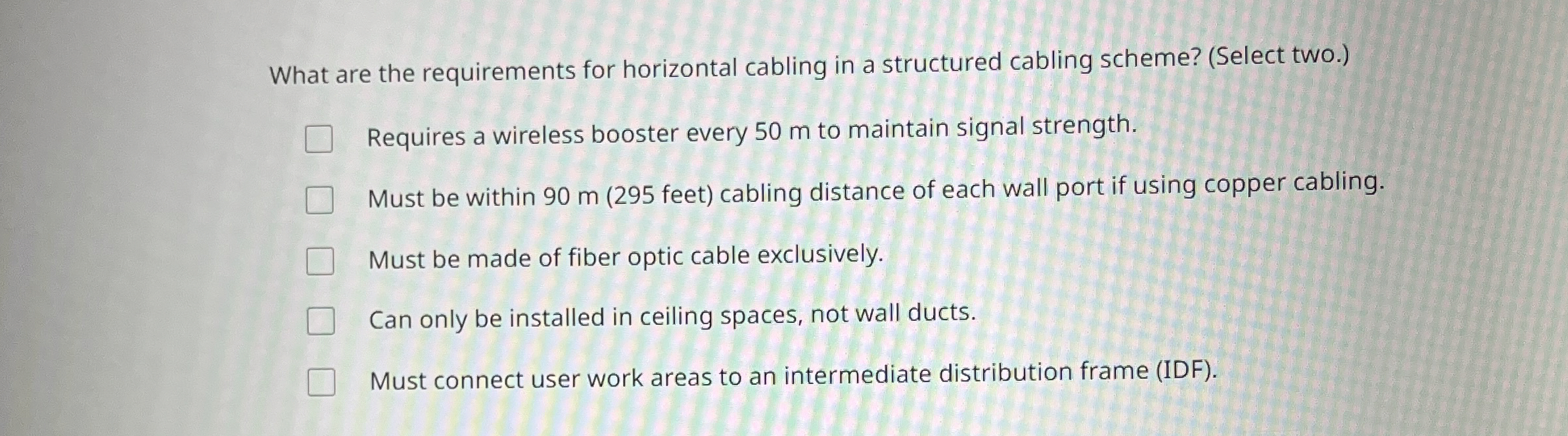 What are the requirements for horizontal cabling