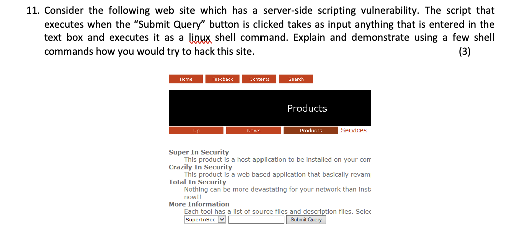 Consider the following web site which has a