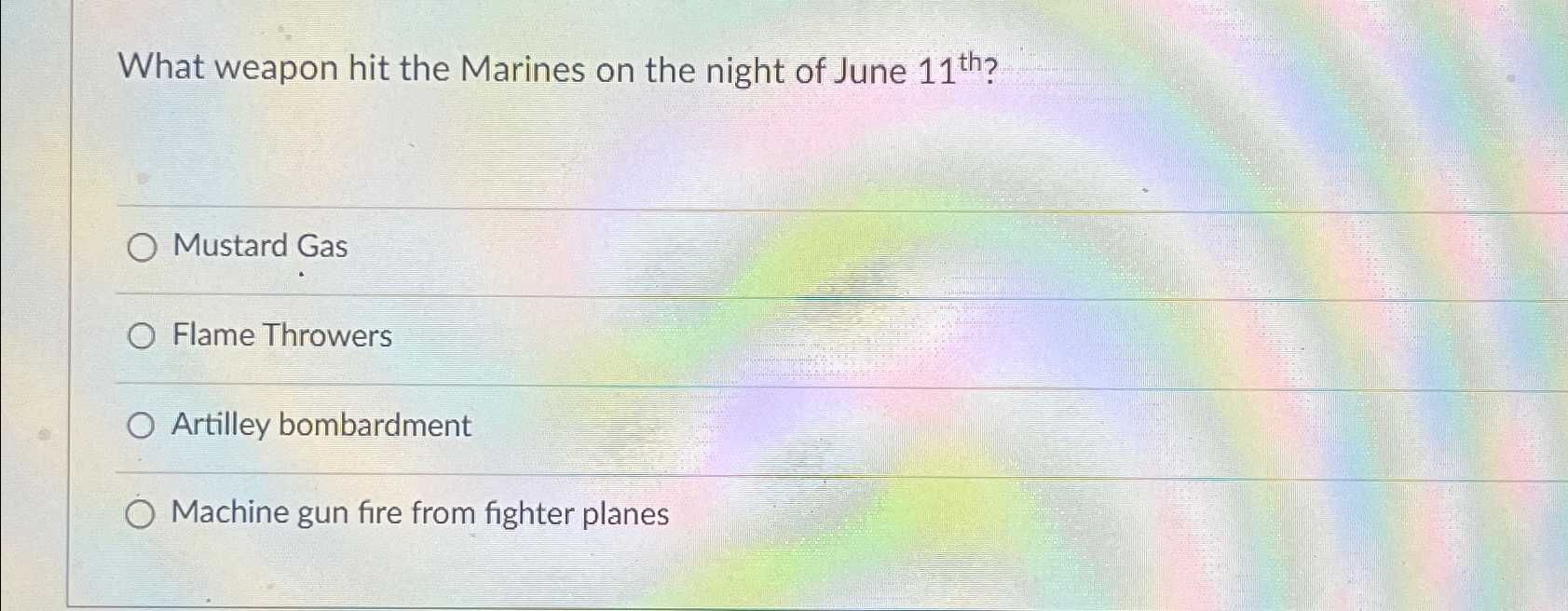 What weapon hit the Marines on the night of June