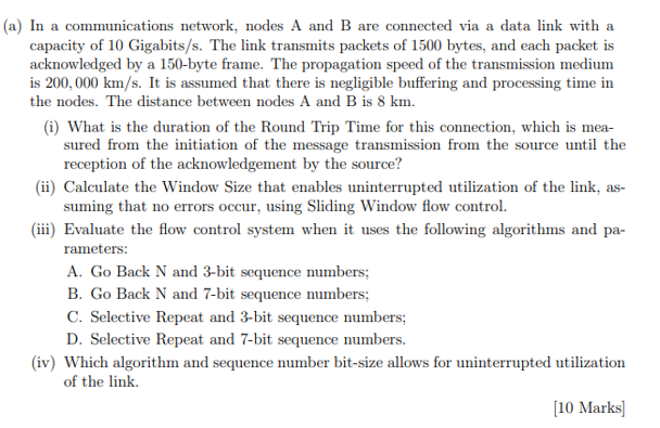 ( a ) In a communications network, nodes A and B