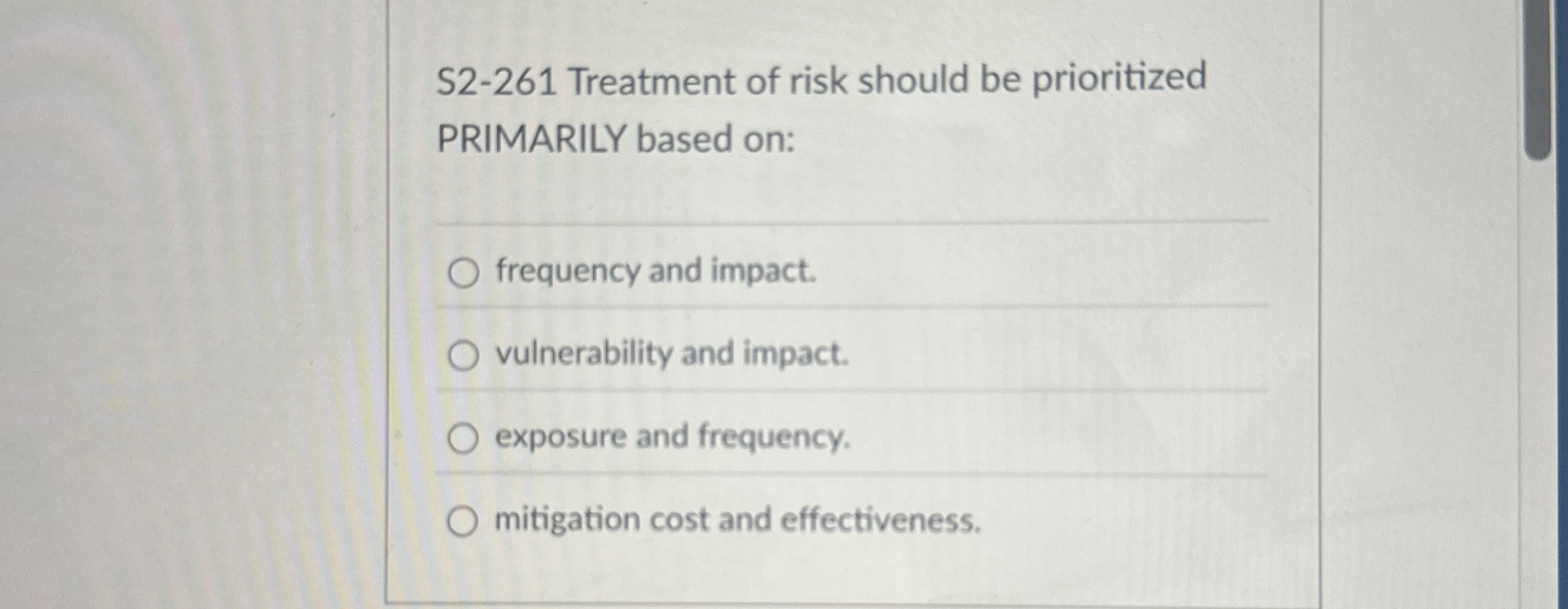 S 2 - 2 6 1 Treatment of risk should be