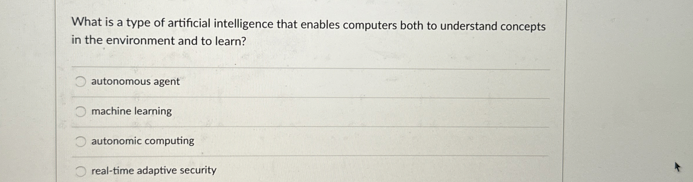 What is a type of artificial intelligence that