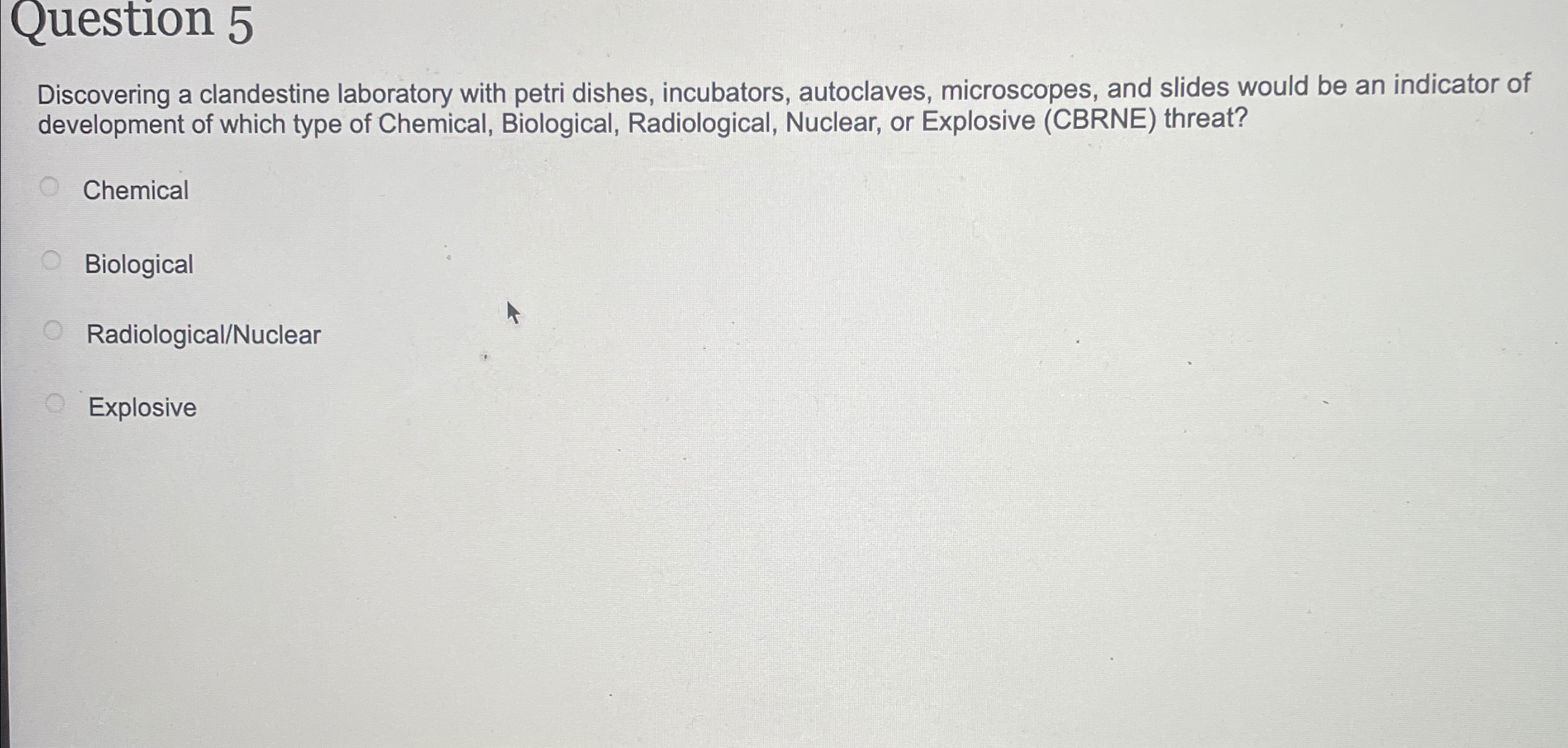 Question 5 Discovering a clandestine laboratory