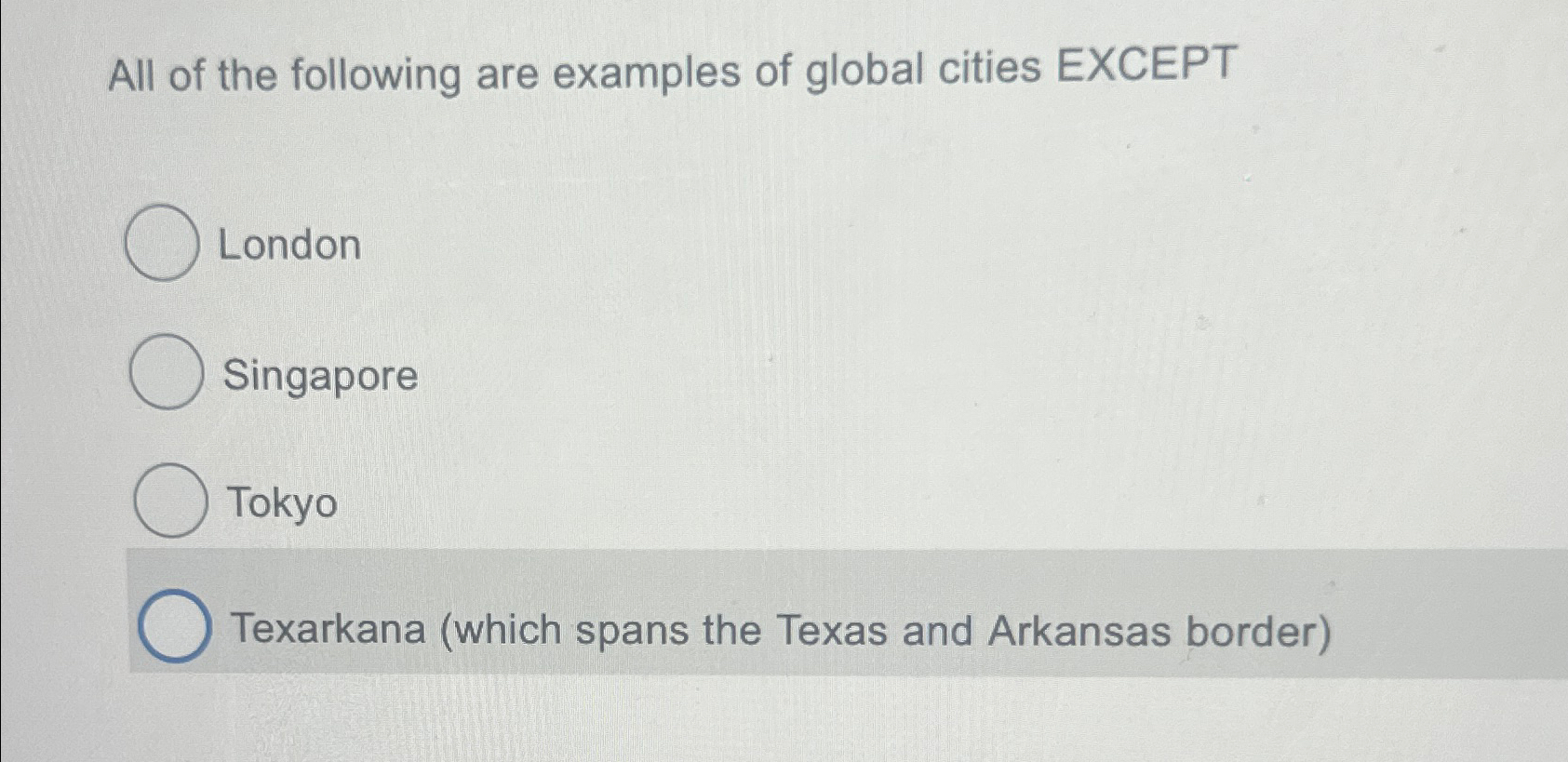 All of the following are examples of global