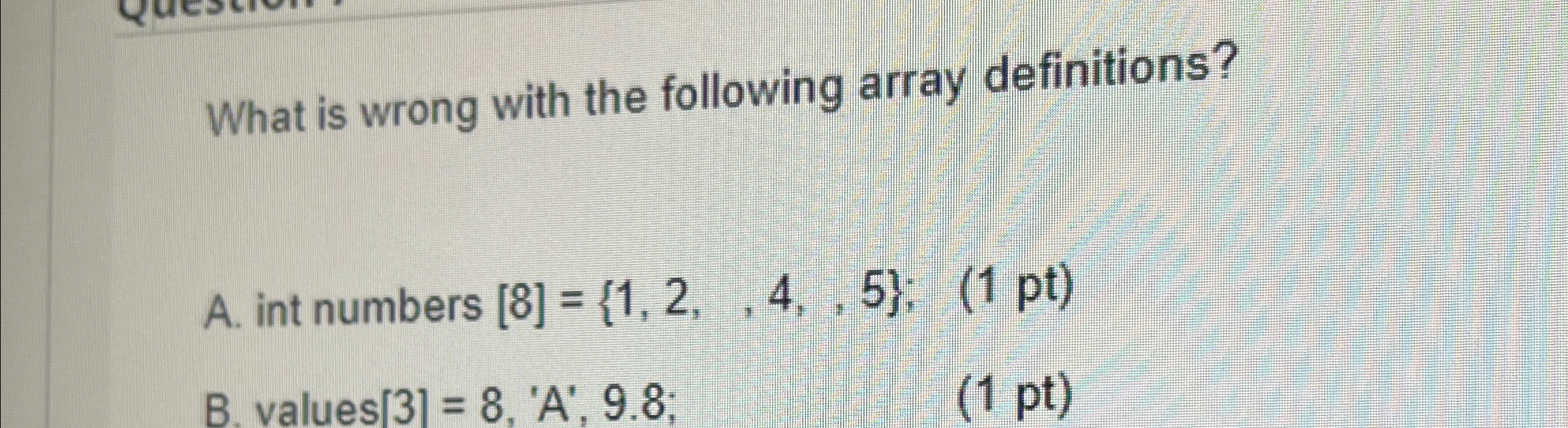 What is wrong with the following array
