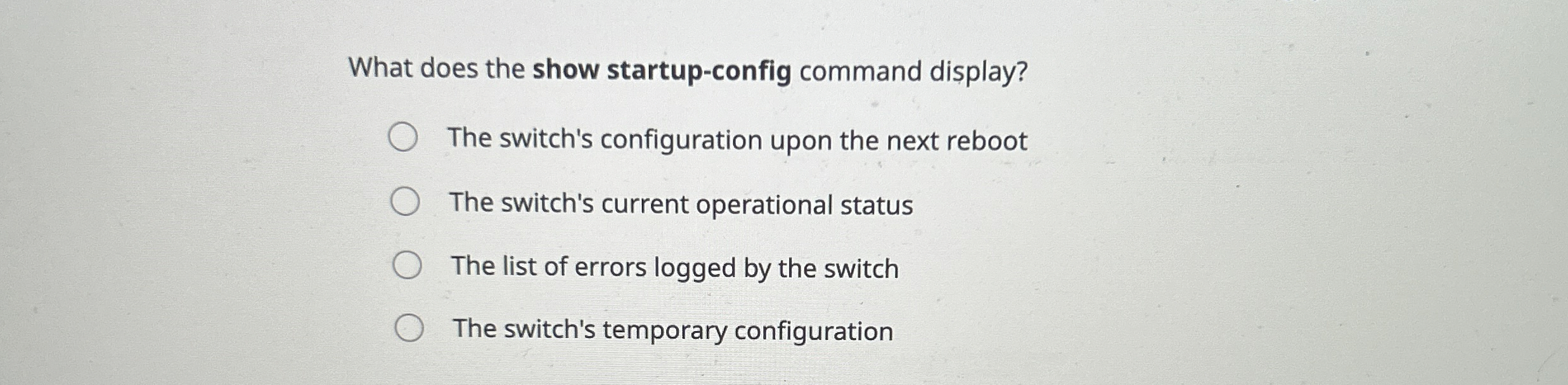 What does the show startup - config command
