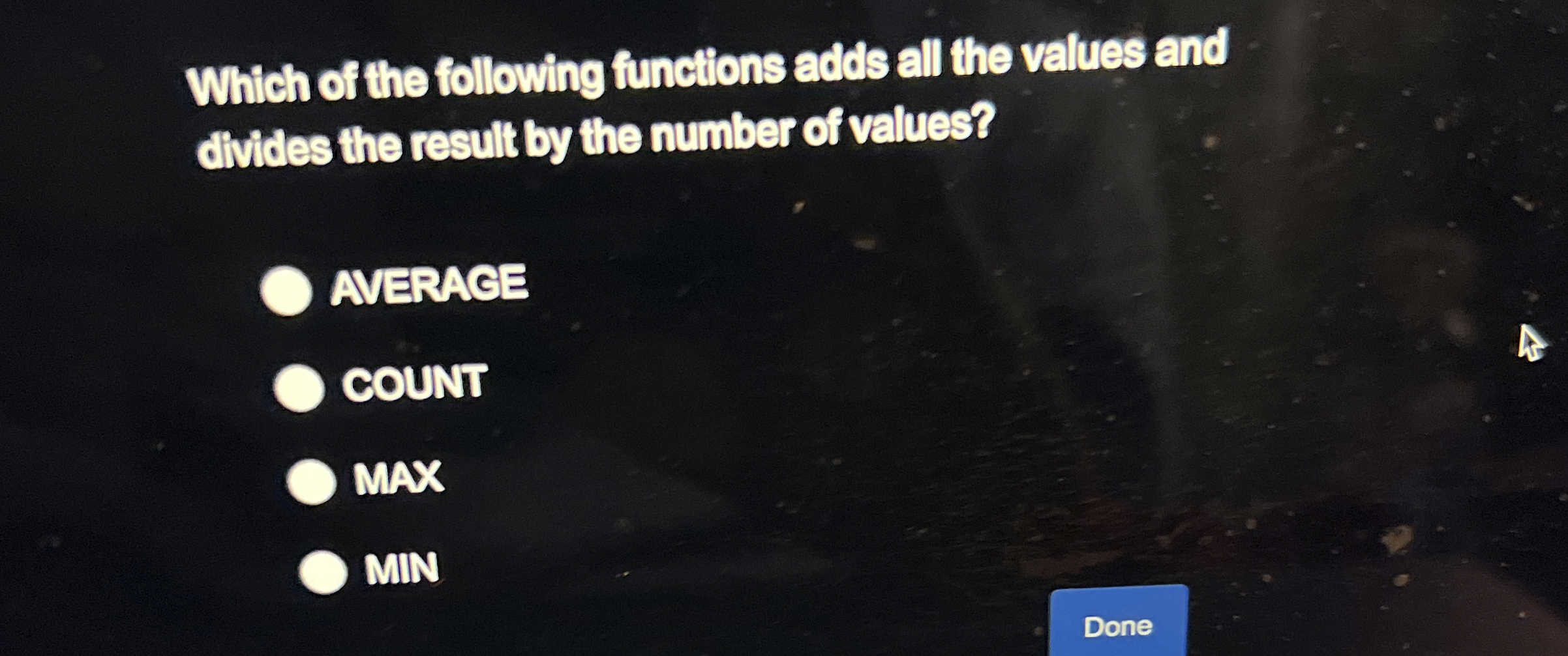 Which of the following functions adds all the