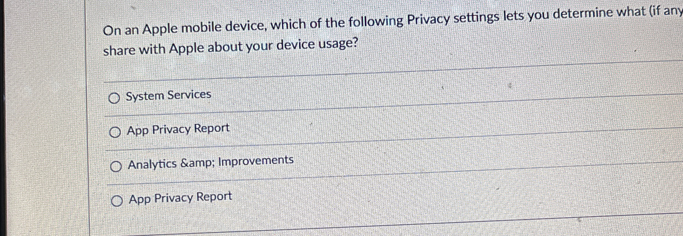 On an Apple mobile device, which of the following