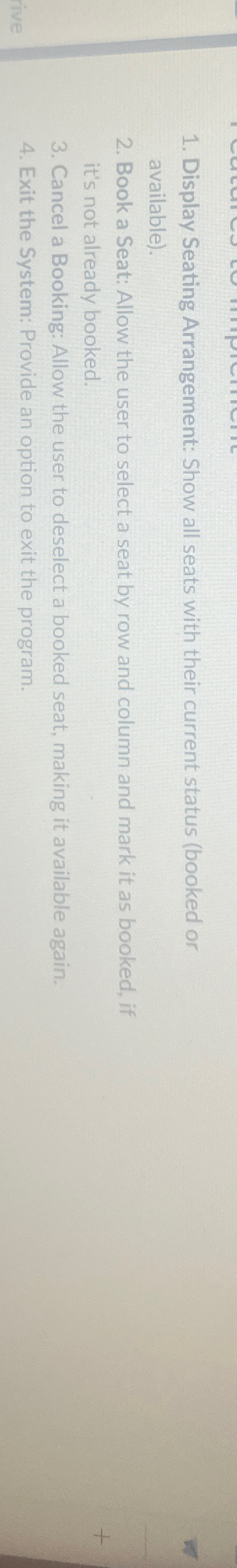 Display Seating Arrangement: Show all seats with