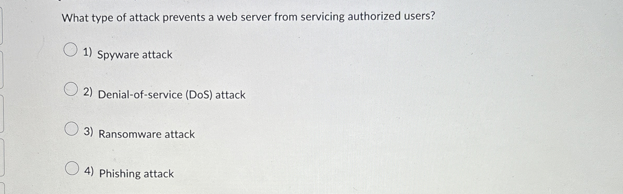What type of attack prevents a web server from