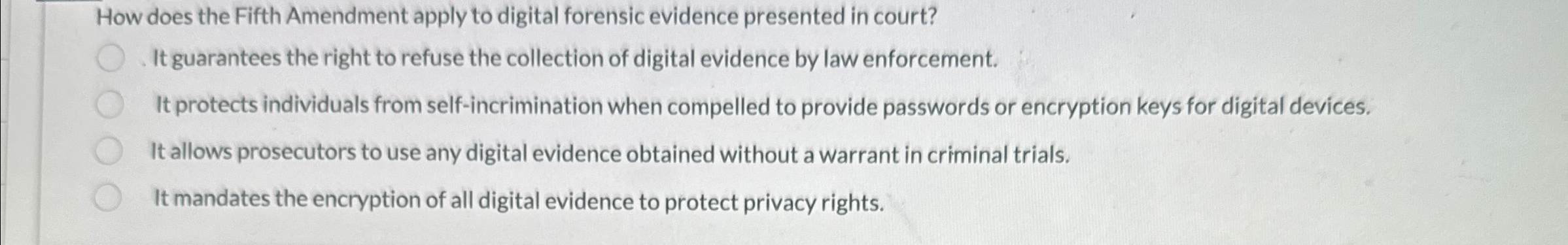 How does the Fifth Amendment apply to digital