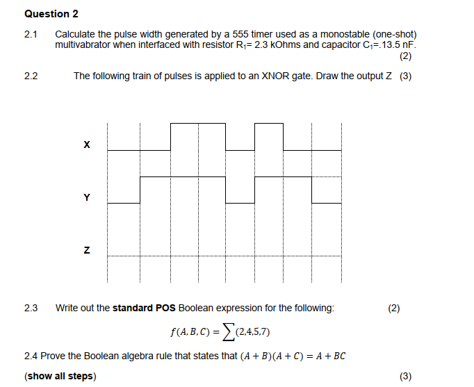 2 . 3 Write out the standard POS Boolean