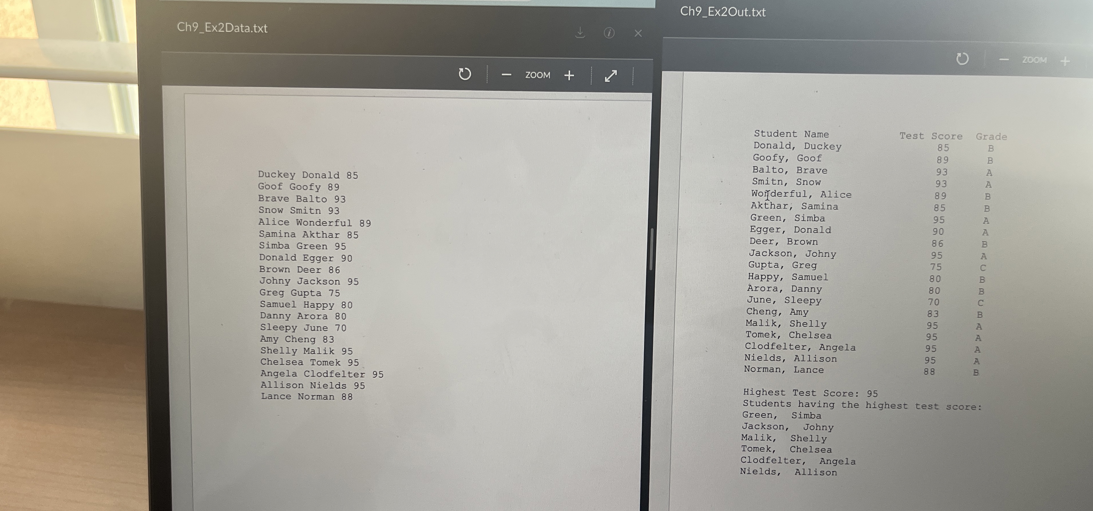 Write a program that reads students names