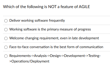 Which of the following is NOT a feature of AGILE