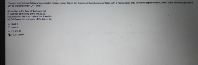 Consider an implementation of an unsorted