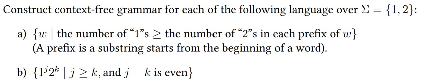 Construct context - free grammar for each of the