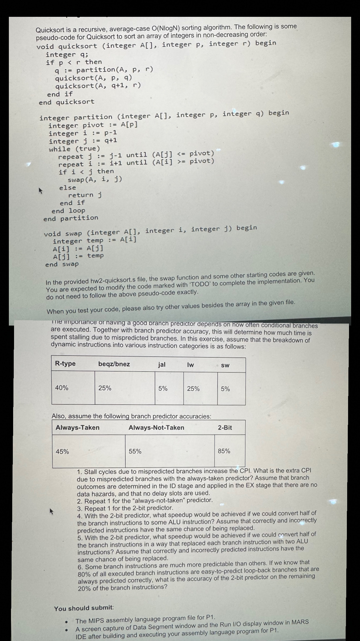 Quicksort is a recursive, average - case O ( N l