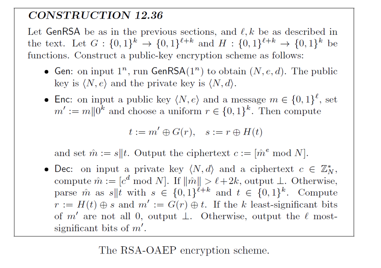 The RSA - OAEP public - key encryption scheme is