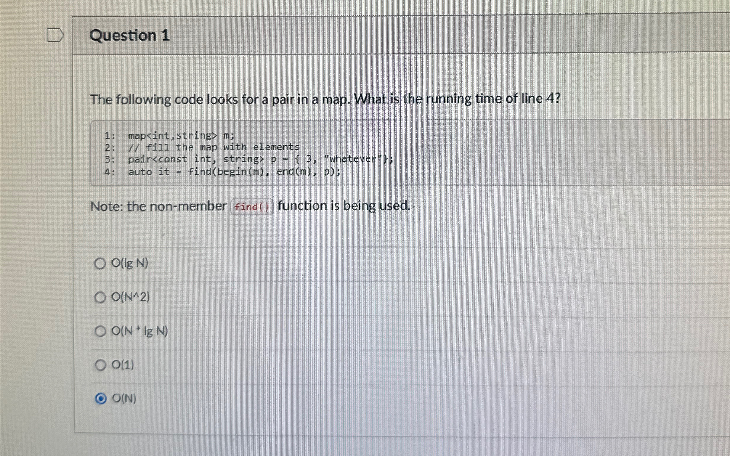 Question 1 The following code looks for a pair in