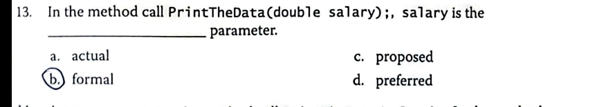 In the method call PrintTheData ( double salary )