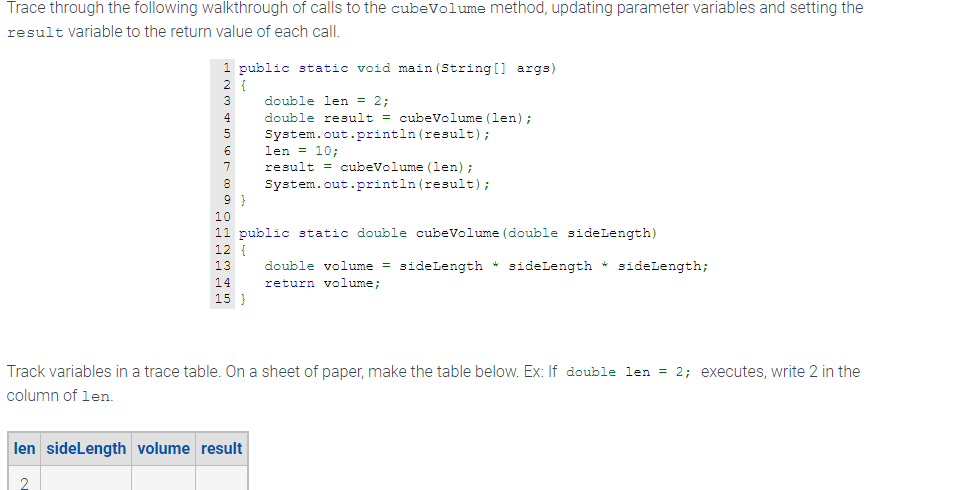 Trace through the following walkthrough of calls