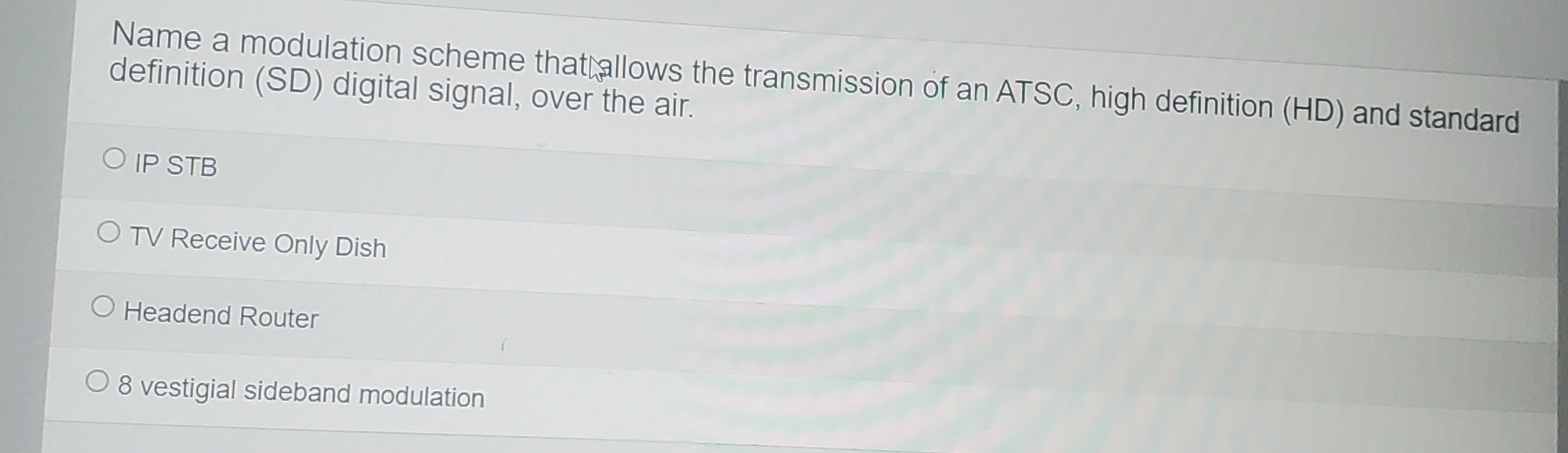 Name a modulation scheme that sallows the