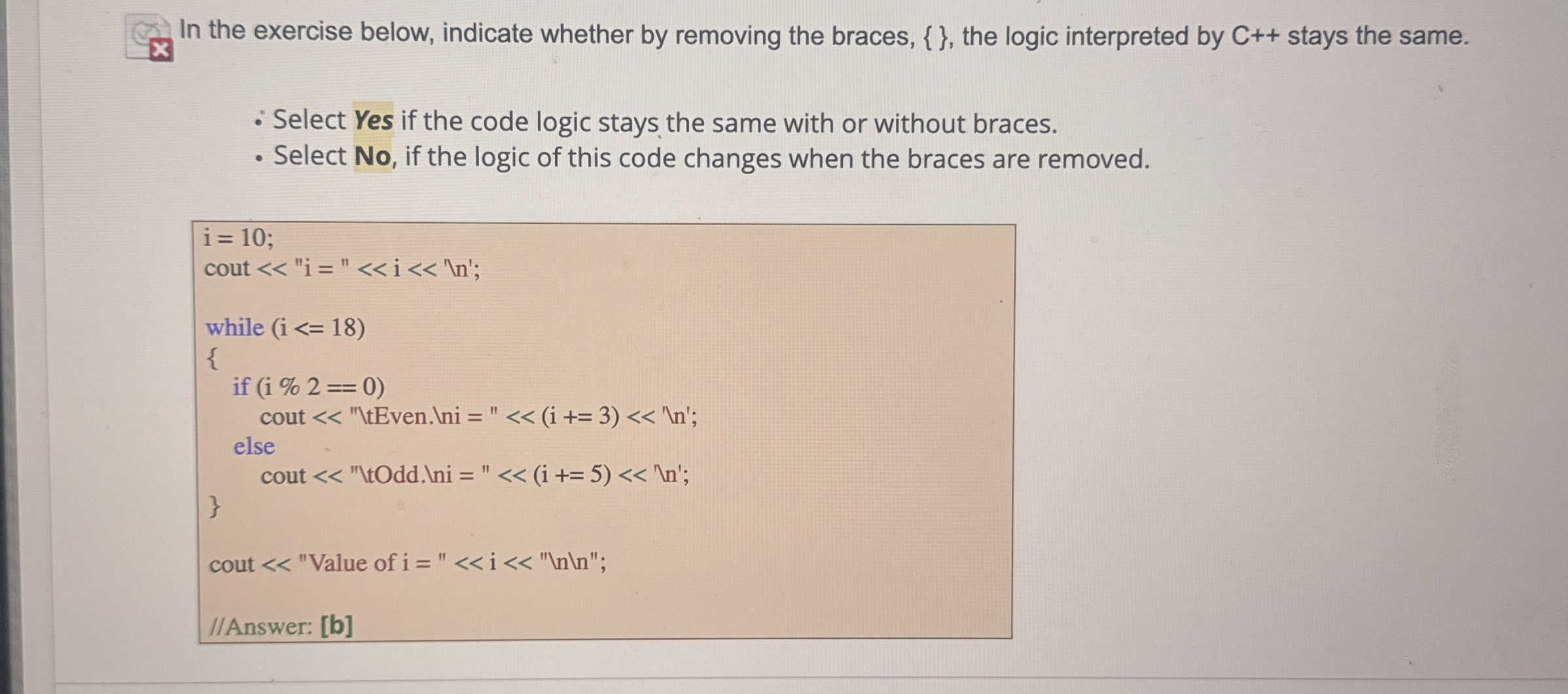 In the exercise below, indicate whether by