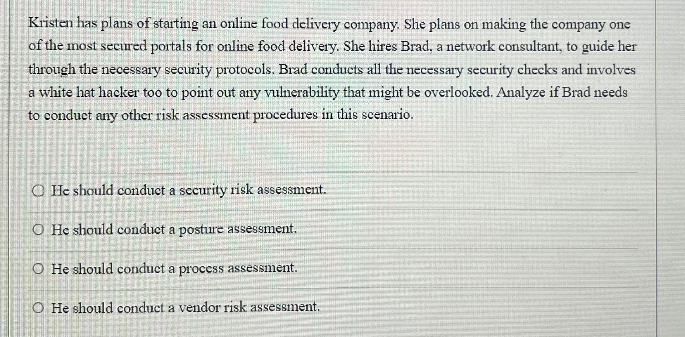 Kristen has plans of starting an online food