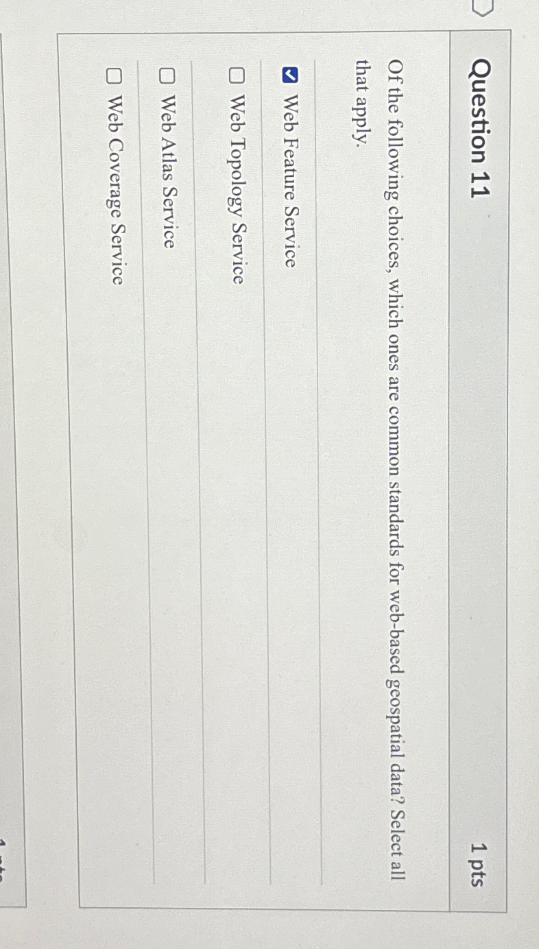 Question 1 1 1 p t s Of the following choices,