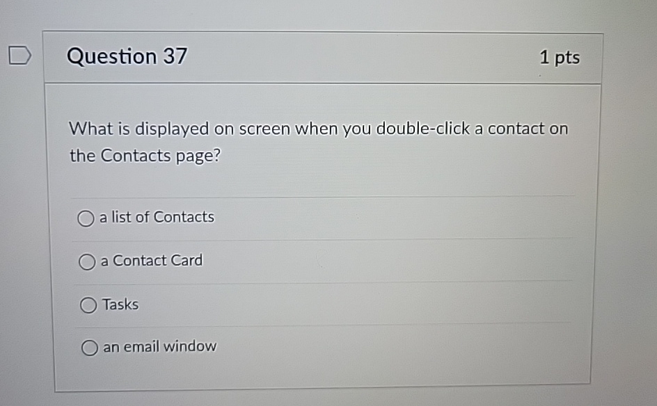 Question 3 7 1 p t s What is displayed on screen