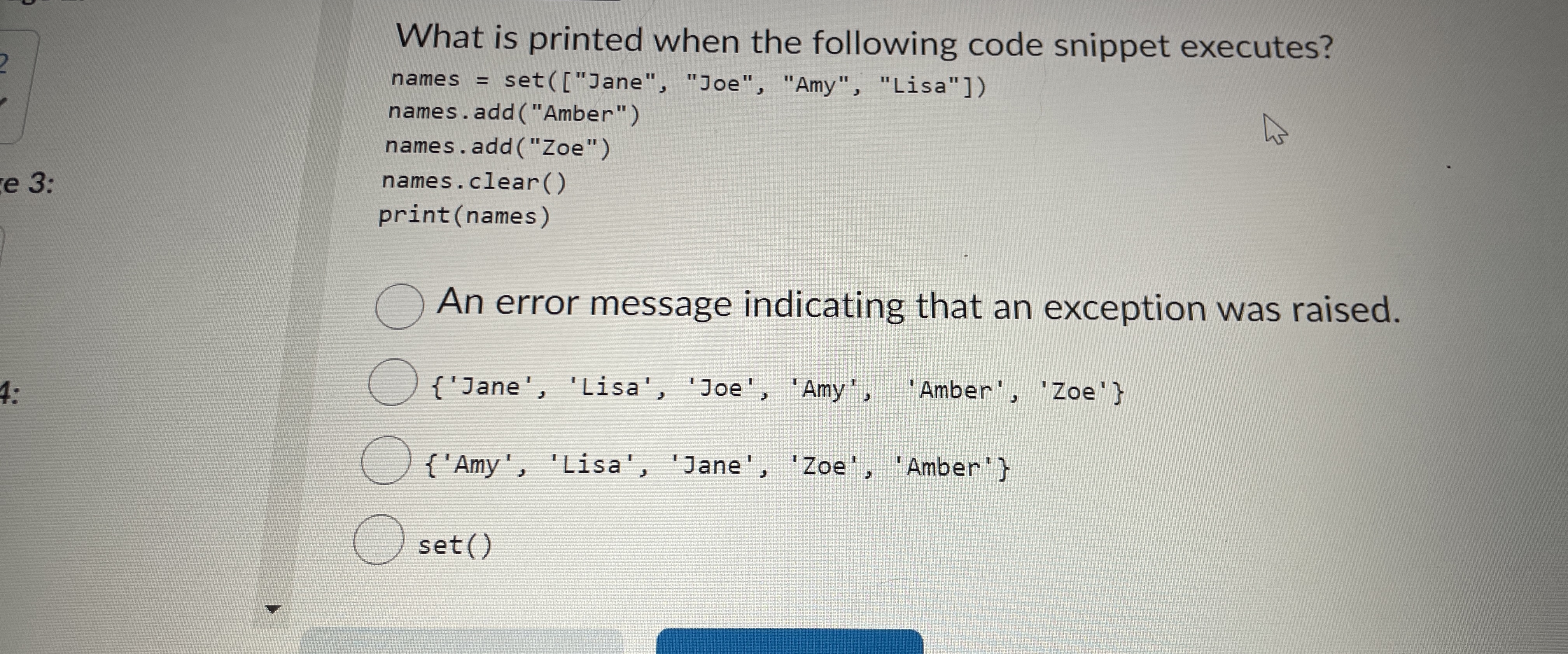 What is printed when the following code snippet
